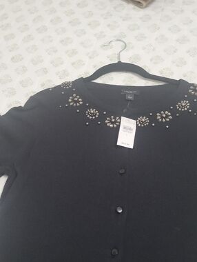 NWT Ann Taylor Black Embellished Cardigan